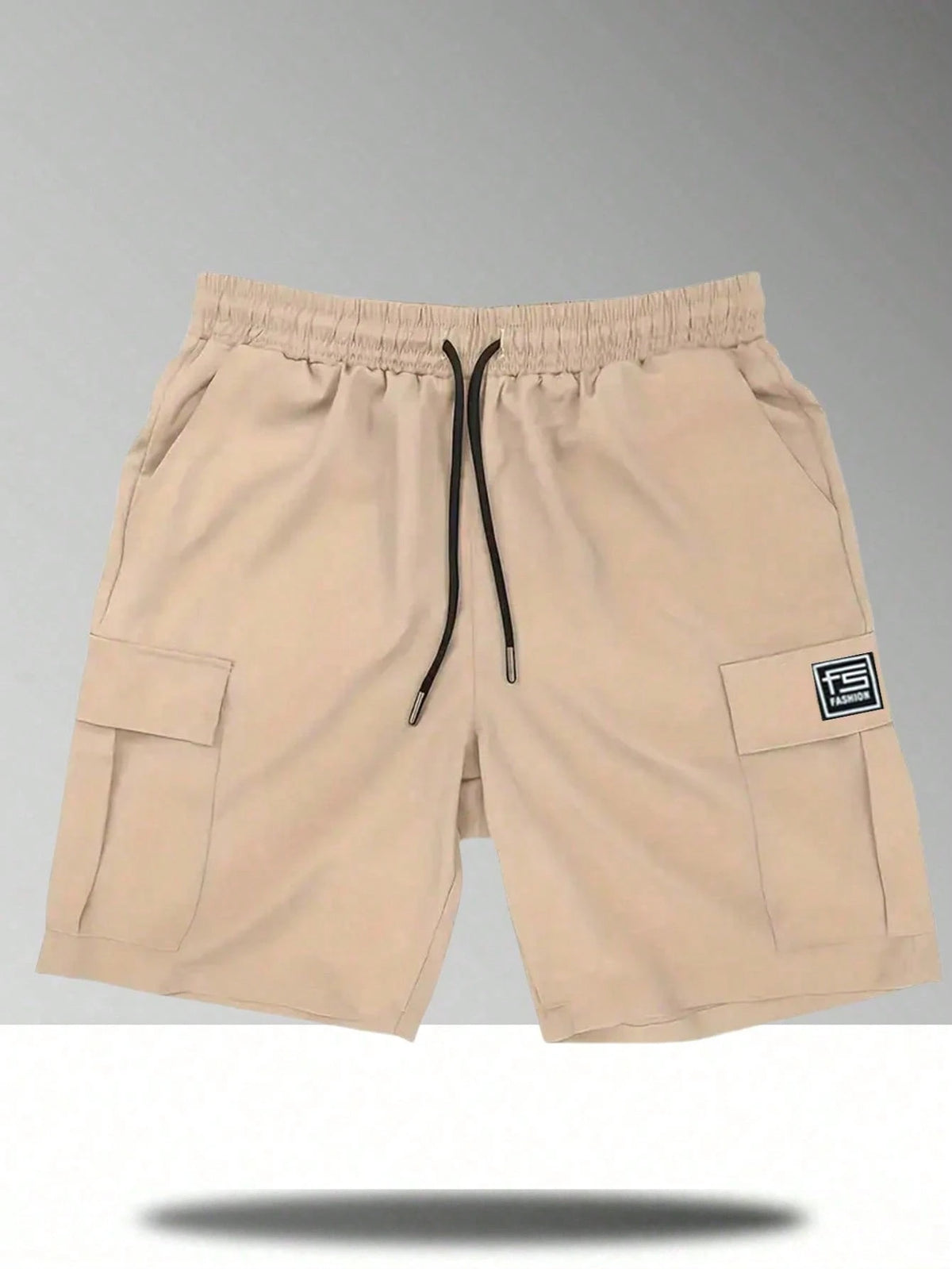 Men's Lightweight Street Style Cargo Shorts- Solid Color Drawstring Elastic Waist Casual Shorts, Summer Sports