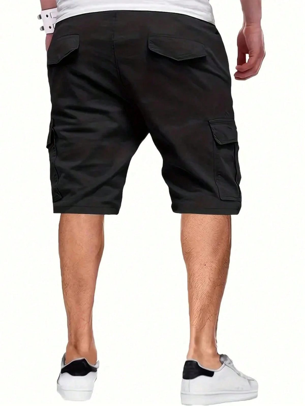 Men's Lightweight Street Style Cargo Shorts- Solid Color Drawstring Elastic Waist Casual Shorts, Summer Sports