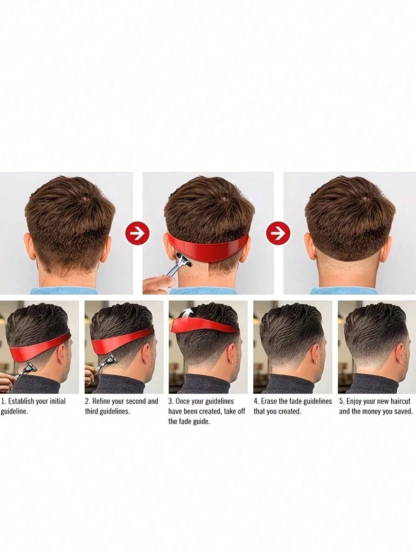 Men's Silicone Haircut Guide- Flexible, Bendable Haircut Guide, Suitable For DIY Home And Travel Use, Soft Grip Hair Styling Tool