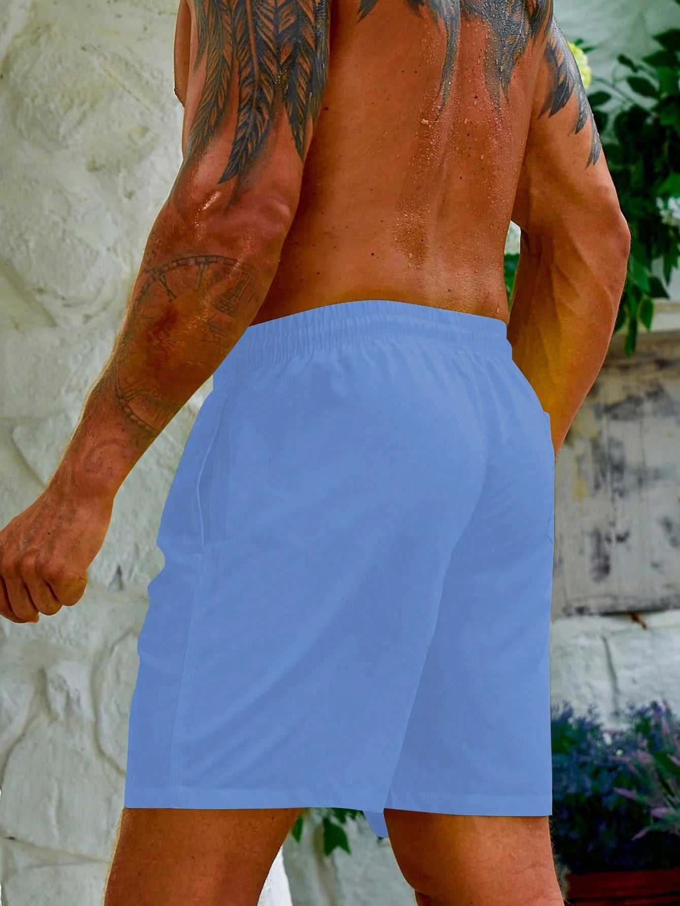 Men's Solid Color Drawstring Waist Pocket Beach Shorts Men Beach Wear Men Swim Trunk Men Vacation Shorts Men Lounge Shorts Pink Men Sh