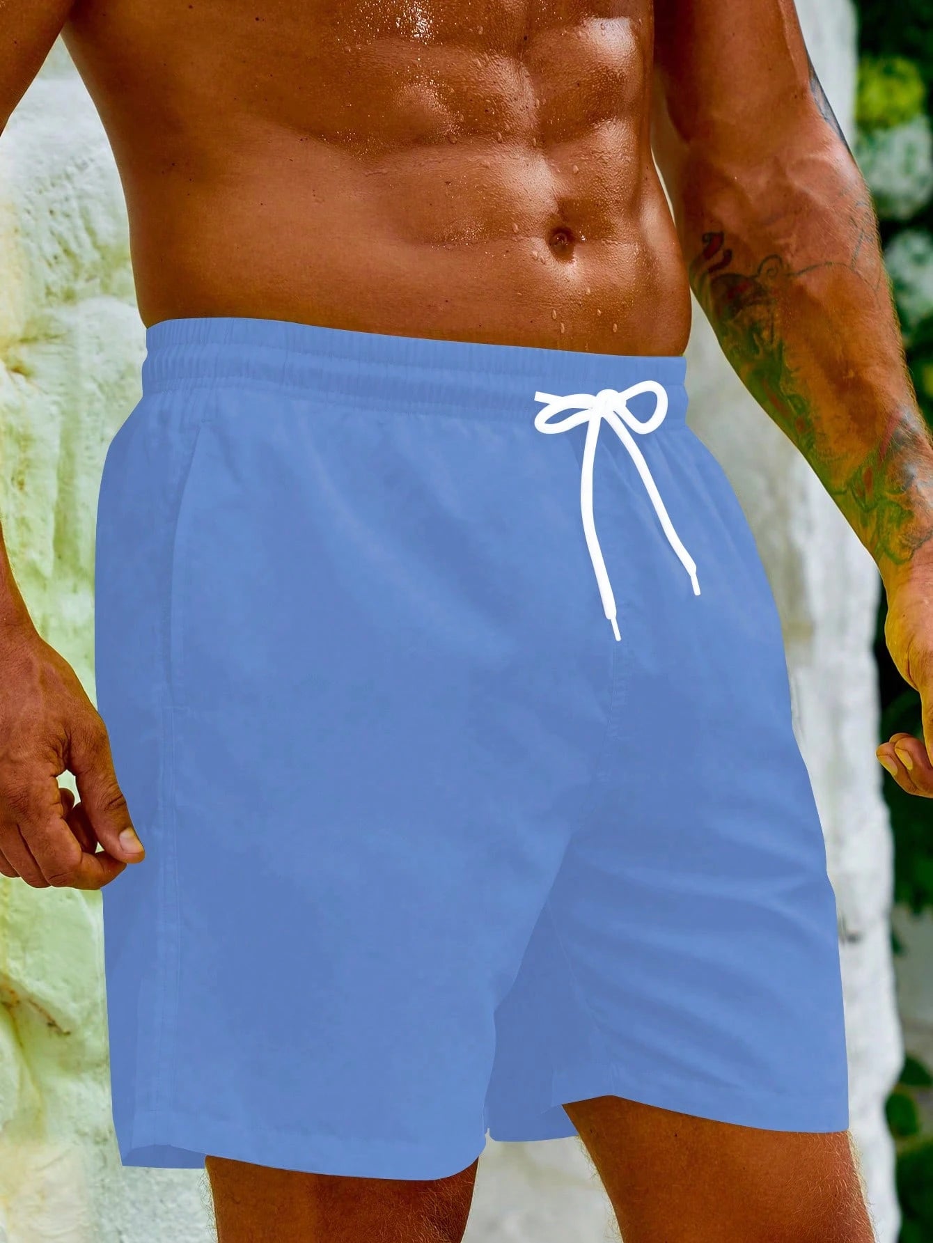 Men's Solid Color Drawstring Waist Pocket Beach Shorts Men Beach Wear Men Swim Trunk Men Vacation Shorts Men Lounge Shorts Pink Men Sh