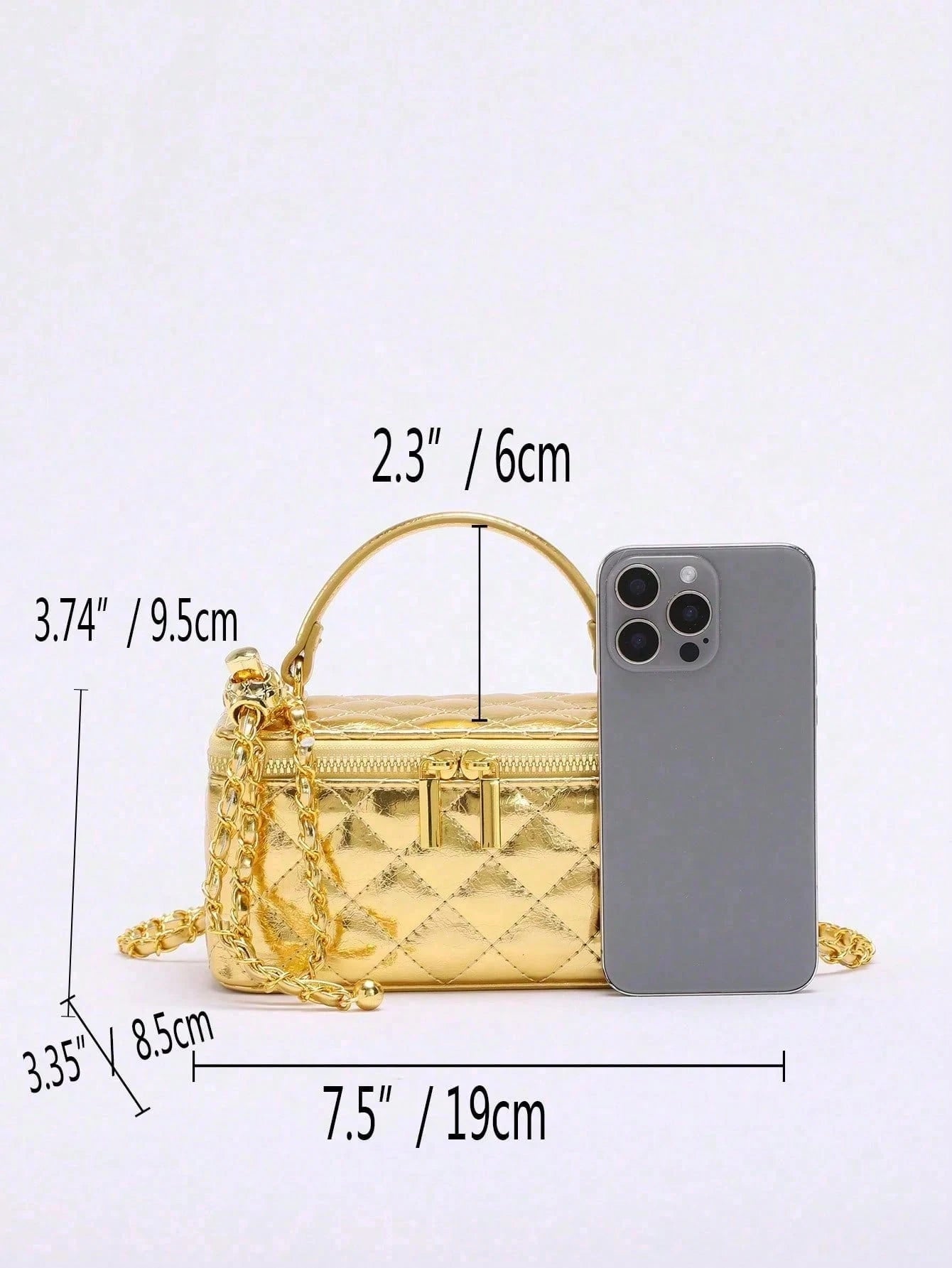 Metallic Quilted Vanity Purse, Gold Chain Luxury Designer Bags, Wallet, Party Date Night Out Bag, Purses For Women, Chic Love, Halloween Gift