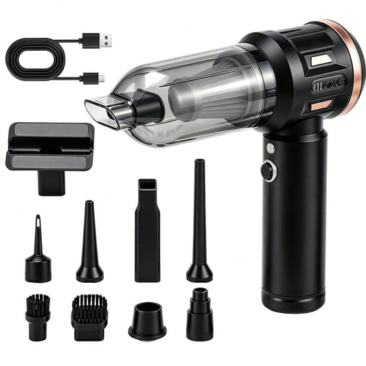 Mini Car Vacuum Cleaner Portable 17000PA Rechargeable Handheld Vacuum With LED Light HEPA Filter Type-C Charging 4 In 1 Multi-Function For Car Pet Hair Home Cleaning