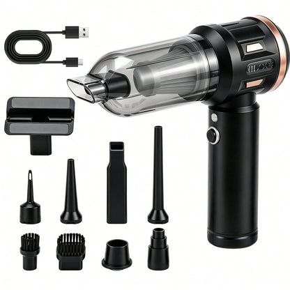 Mini Car Vacuum Cleaner Portable 17000PA Rechargeable Handheld Vacuum With LED Light HEPA Filter Type-C Charging 4 In 1 Multi-Function For Car Pet Hair Home Cleaning