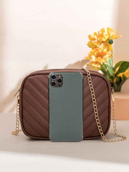 Mini Chevron Embossed Crossbody Square Bag