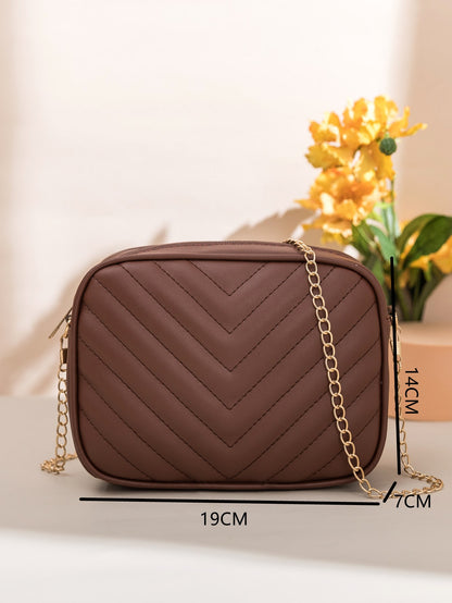 Mini Chevron Embossed Crossbody Square Bag