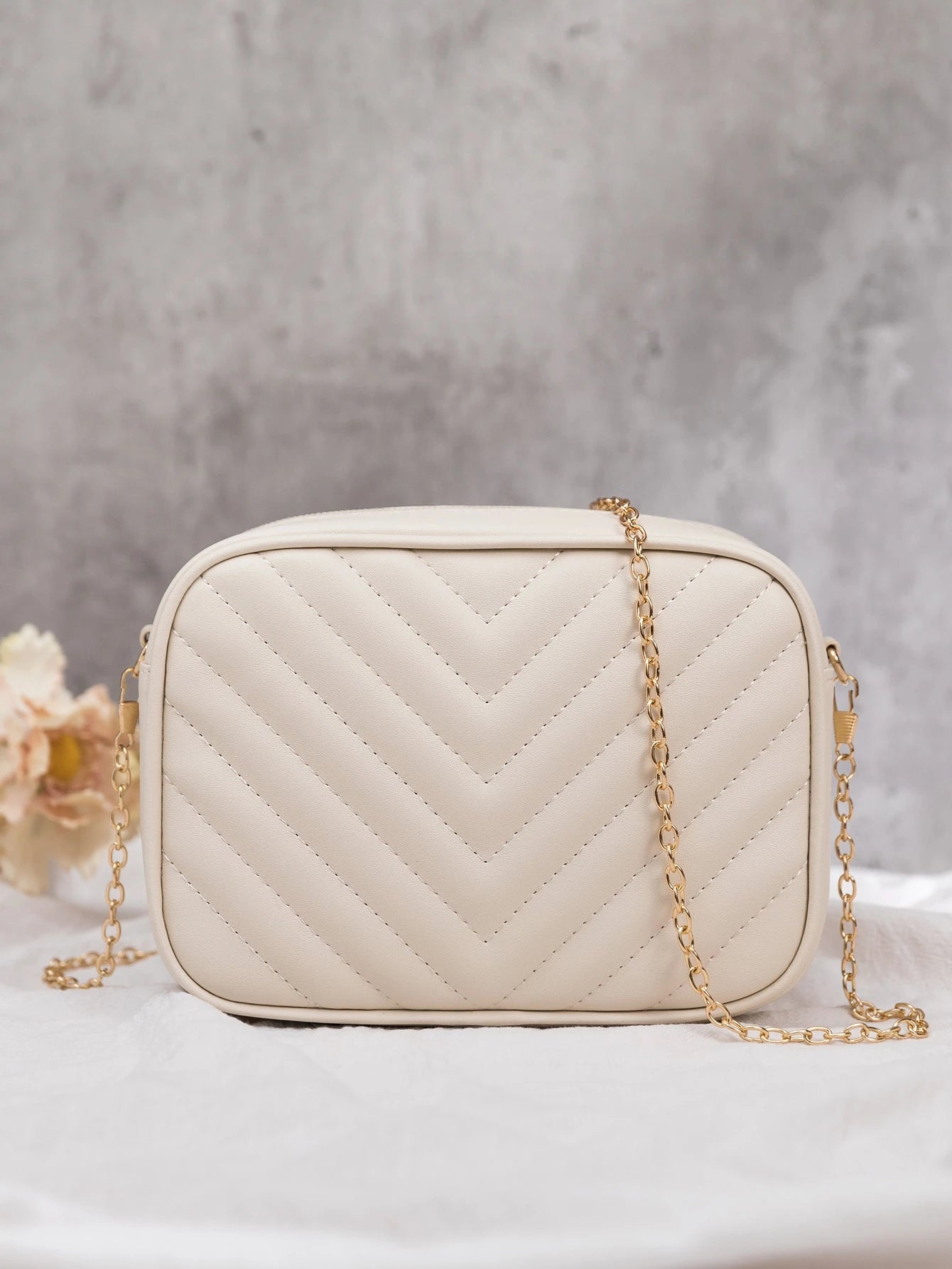 Mini Chevron Embossed Crossbody Square Bag