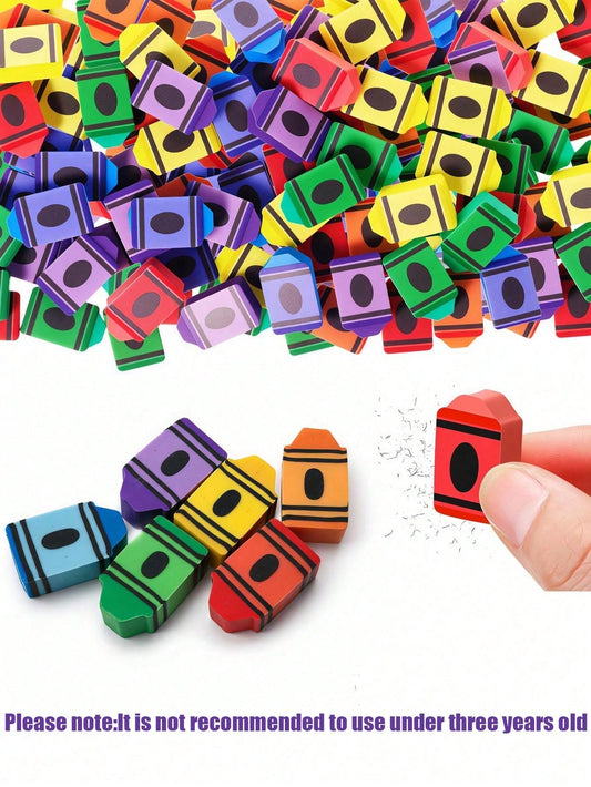 Mini Crayon Shaped Erasers Set, Cute Crayon Design Erasers, Colorful Mini Erasers, Bulk Pack, Back To School Supplies, Party Favors, Graduation Gifts, Classroom Rewards, Office Supplies (Assorted Colo