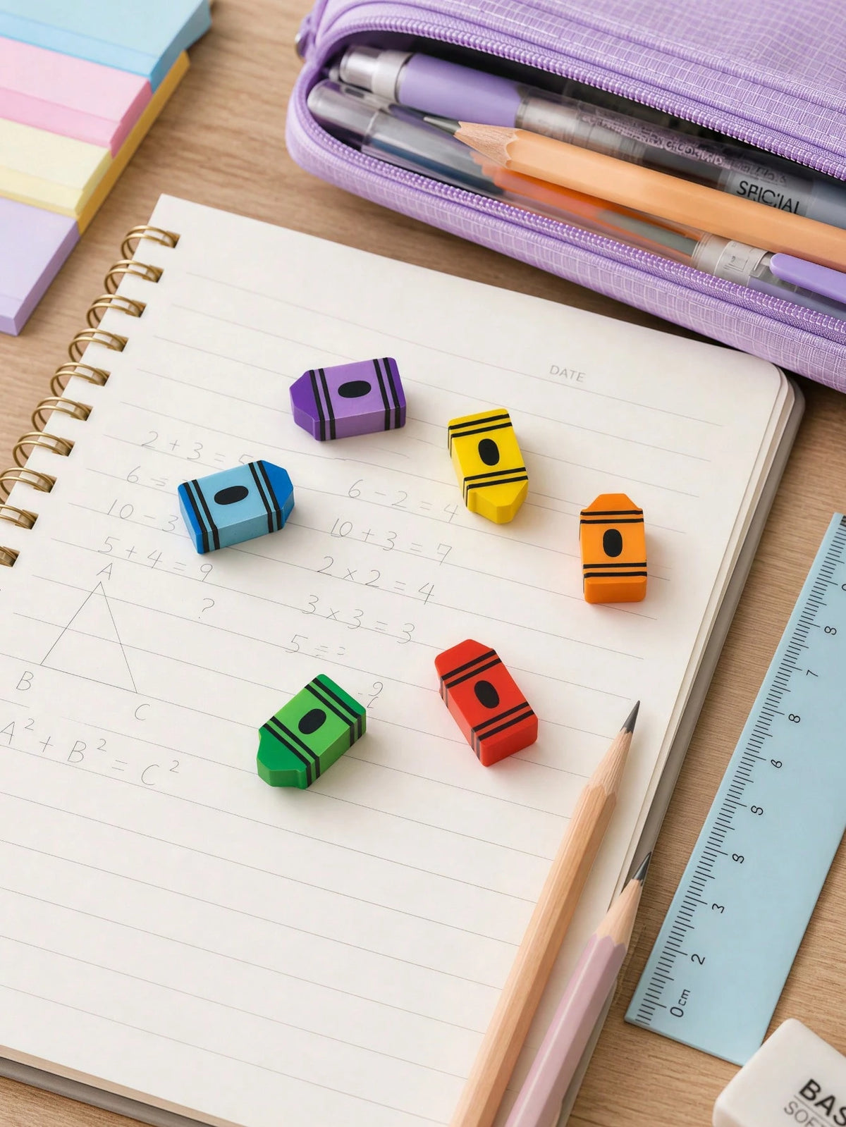 Mini Crayon Shaped Erasers Set, Cute Crayon Design Erasers, Colorful Mini Erasers, Bulk Pack, Back To School Supplies, Party Favors, Graduation Gifts, Classroom Rewards, Office Supplies (Assorted Colo
