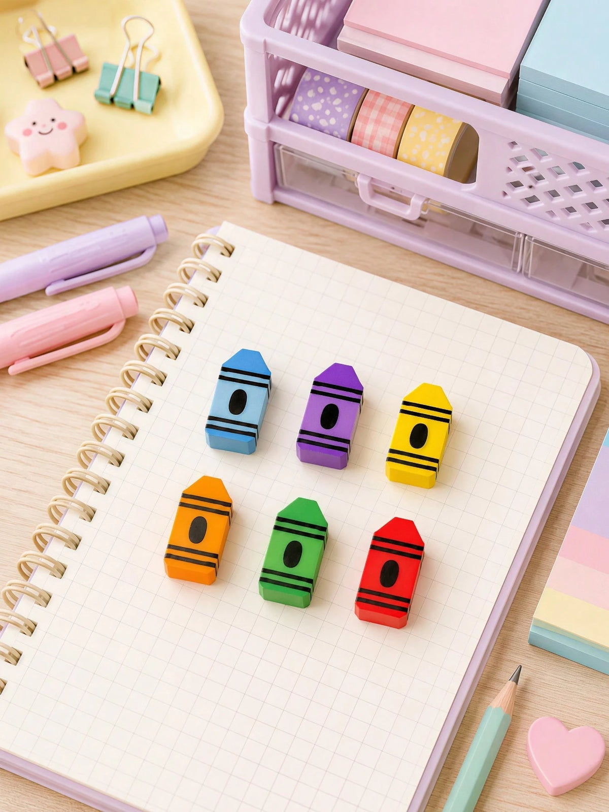 Mini Crayon Shaped Erasers Set, Cute Crayon Design Erasers, Colorful Mini Erasers, Bulk Pack, Back To School Supplies, Party Favors, Graduation Gifts, Classroom Rewards, Office Supplies (Assorted Colo