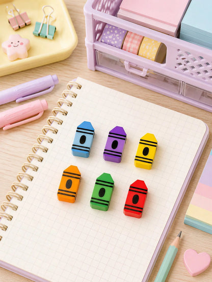 Mini Crayon Shaped Erasers Set, Cute Crayon Design Erasers, Colorful Mini Erasers, Bulk Pack, Back To School Supplies, Party Favors, Graduation Gifts, Classroom Rewards, Office Supplies (Assorted Colo