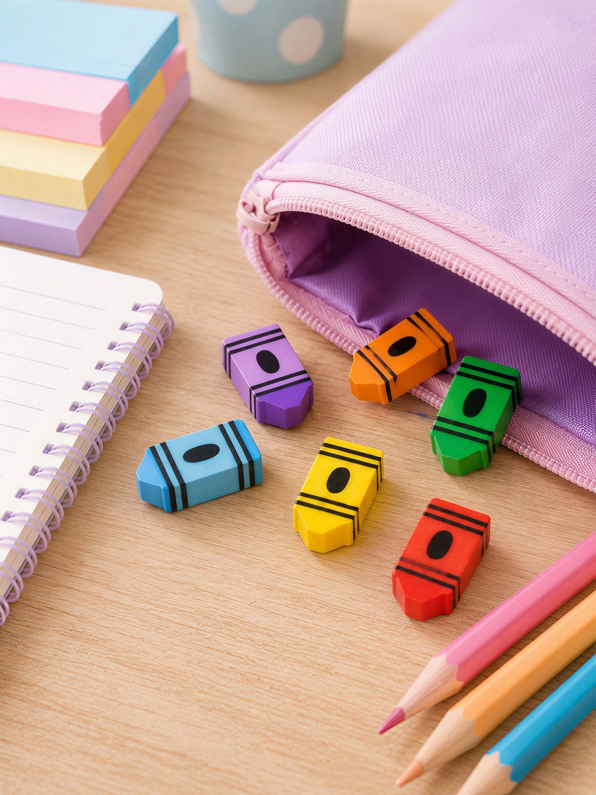 Mini Crayon Shaped Erasers Set, Cute Crayon Design Erasers, Colorful Mini Erasers, Bulk Pack, Back To School Supplies, Party Favors, Graduation Gifts, Classroom Rewards, Office Supplies (Assorted Colo