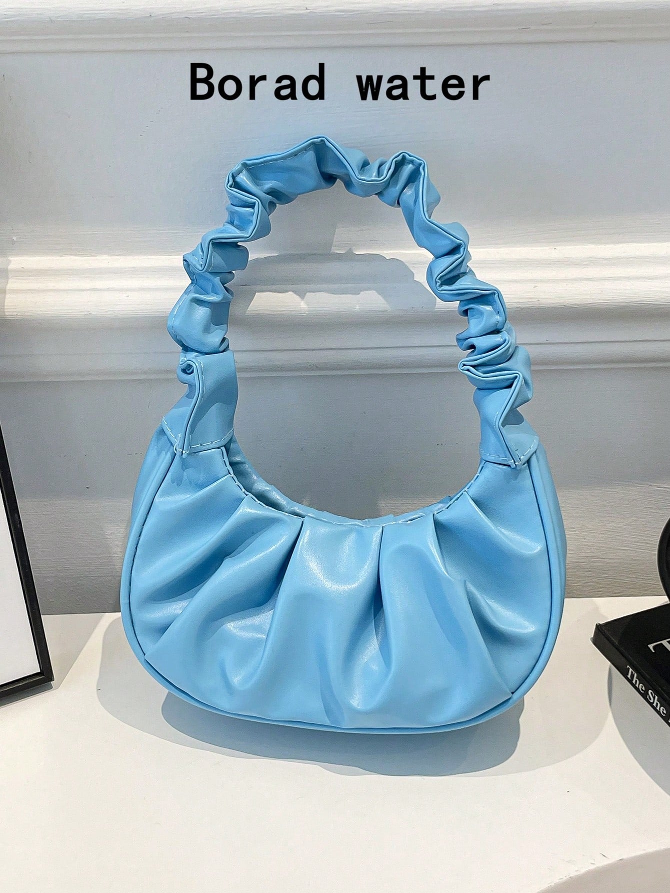 Mini Fashionable Solid Color Pleated Cloud Shaped Handbag, Crescent Shoulder Bag, Underarm Tote Bag, Commuter Bag, Spring/Summer