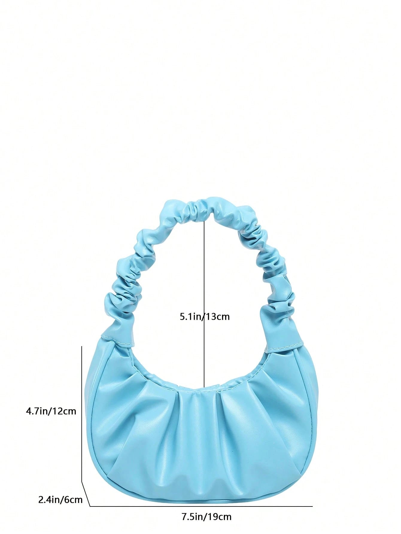 Mini Fashionable Solid Color Pleated Cloud Shaped Handbag, Crescent Shoulder Bag, Underarm Tote Bag, Commuter Bag, Spring/Summer