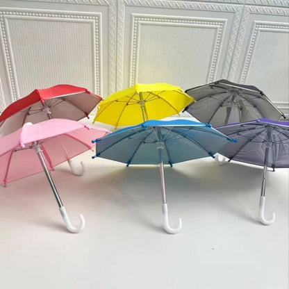 Mini Garden Decorative Umbrella, Dollhouse Decoration Mini Umbrella Ornament, Cute Straight Handle Umbrella, Garden Decoration Umbrella, Car Sunshade Umbrella, Colorful Silver Coated Small Umbrella, P