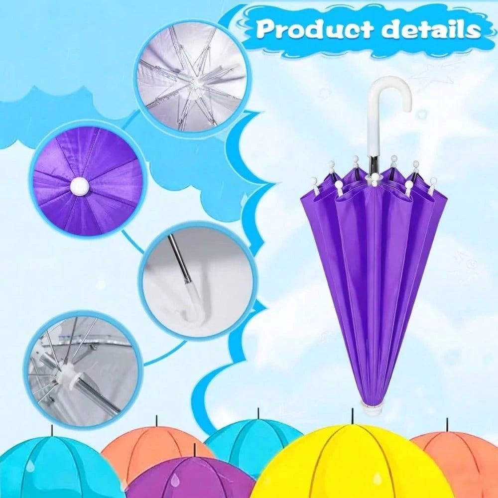 Mini Garden Decorative Umbrella, Dollhouse Decoration Mini Umbrella Ornament, Cute Straight Handle Umbrella, Garden Decoration Umbrella, Car Sunshade Umbrella, Colorful Silver Coated Small Umbrella, P