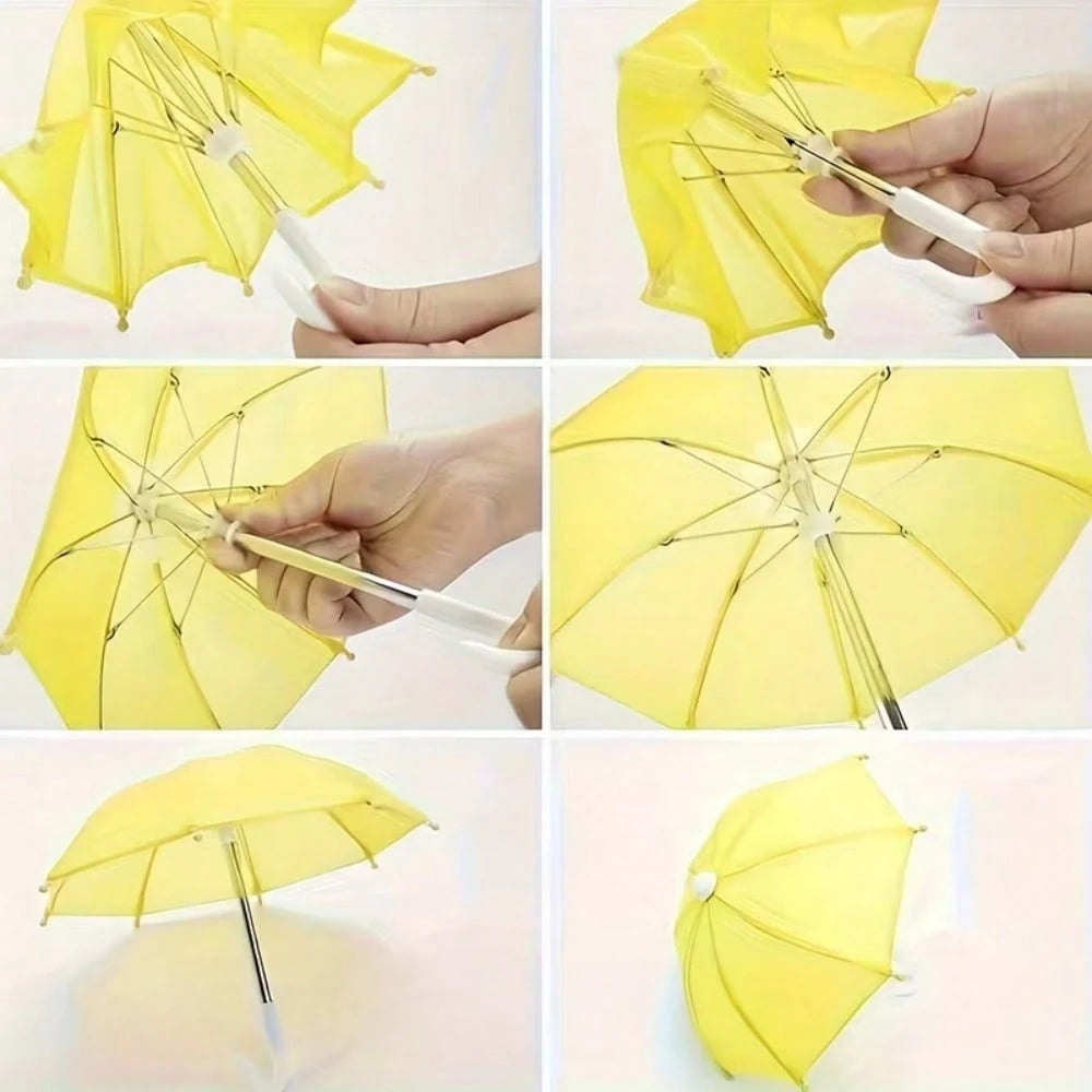 Mini Garden Decorative Umbrella, Dollhouse Decoration Mini Umbrella Ornament, Cute Straight Handle Umbrella, Garden Decoration Umbrella, Car Sunshade Umbrella, Colorful Silver Coated Small Umbrella, P