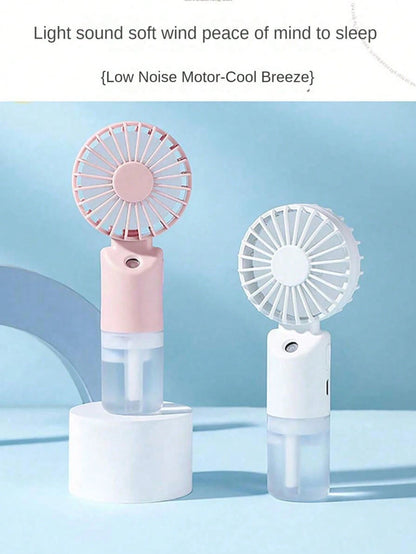 Mini Handheld Mist Fan, Portable Electric Fan, 2-Speed Adjustable, Desktop Fan For Summer, Humidifying & Cooling, Suitable For Indoor/Outdoor Camping, Student Rechargeable Fan, With 500mAh Long-Lastin