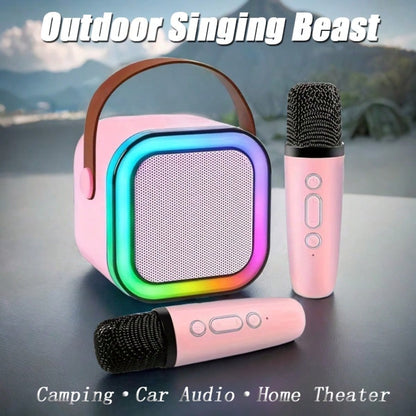Mini Karaoke Machine For Kids, Colorful LED Portable Bluetooth Singing Speaker With 2 Mics, Christmas Birthday Gifts For Girls Boys