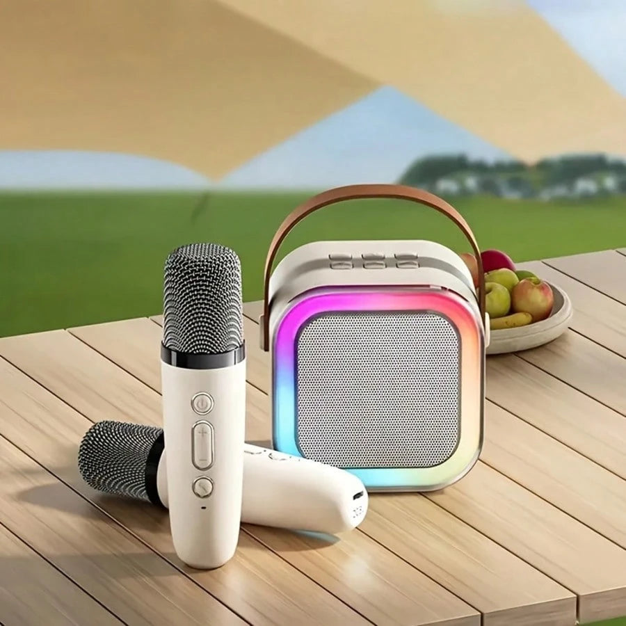 Mini Karaoke Machine For Kids, Colorful LED Portable Bluetooth Singing Speaker With 2 Mics, Christmas Birthday Gifts For Girls Boys