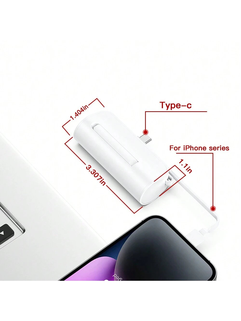 Mini Portable Mobile Phone Charger 5000mAh Power Bank, Built-In Type-C USB C Block Interface Charging, Output 5V/2A, Built-In LED Light, Built-In Stand Function, Small And Compact, Suitable For Chargi