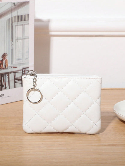 Mini Rhombus Stitching Coin Purse Women Purse Business Casual,Wristlet Wallet