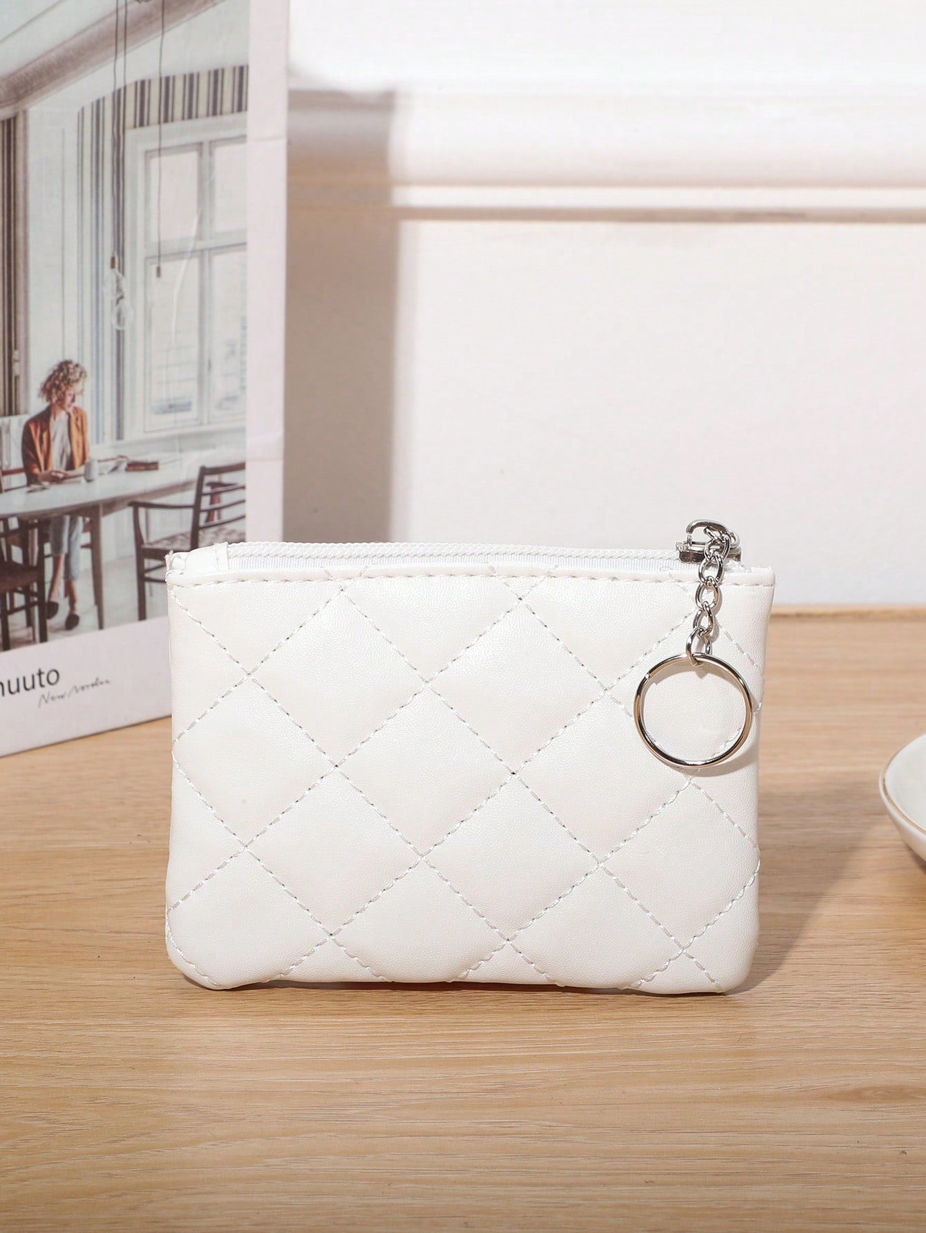 Mini Rhombus Stitching Coin Purse Women Purse Business Casual,Wristlet Wallet
