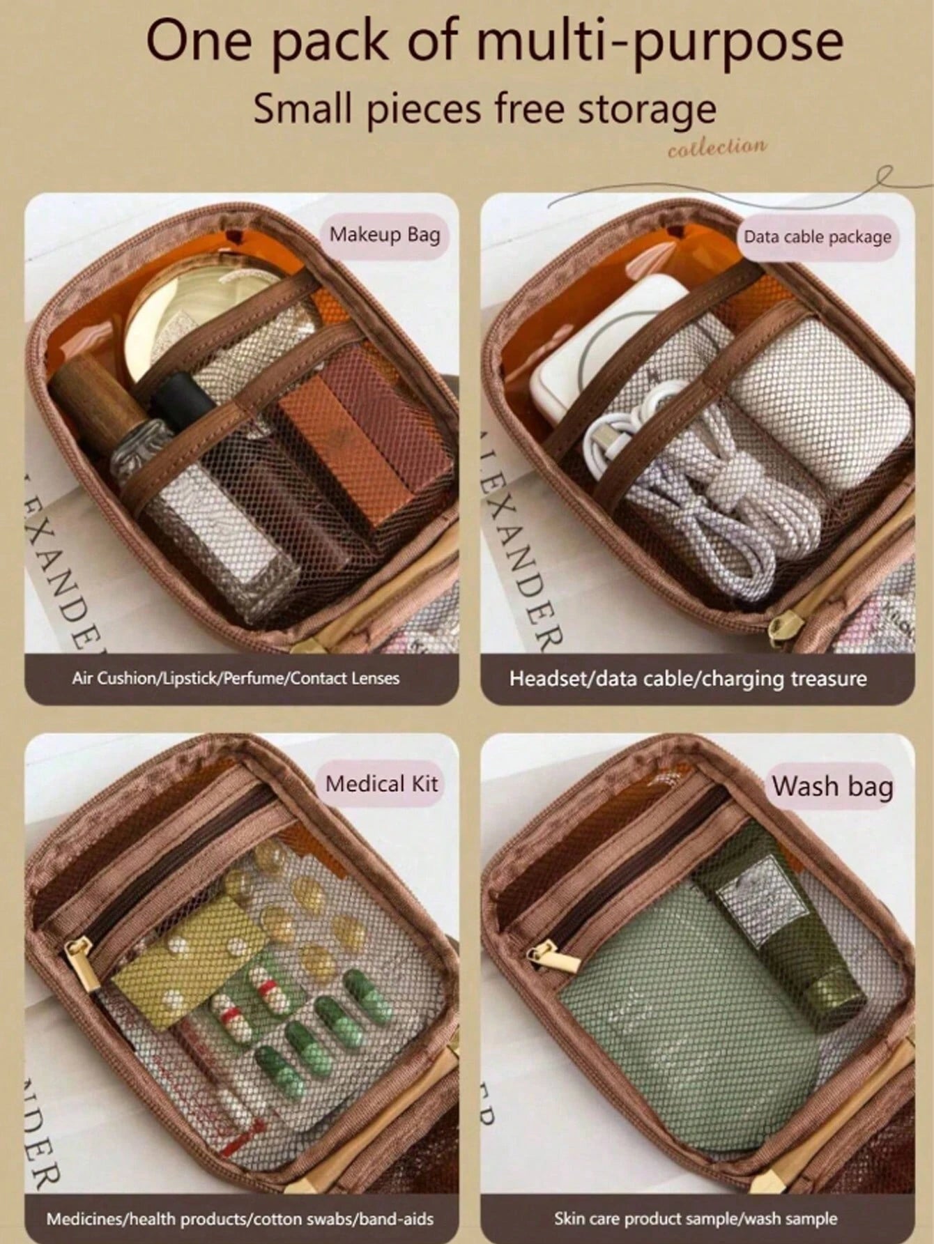 Mini Transparent Window Makeup Bag, Portable Travel Cosmetic Storage Pouch, Small Lipstick & Eyeshadow Organizer, Women's Daily Carry-On
