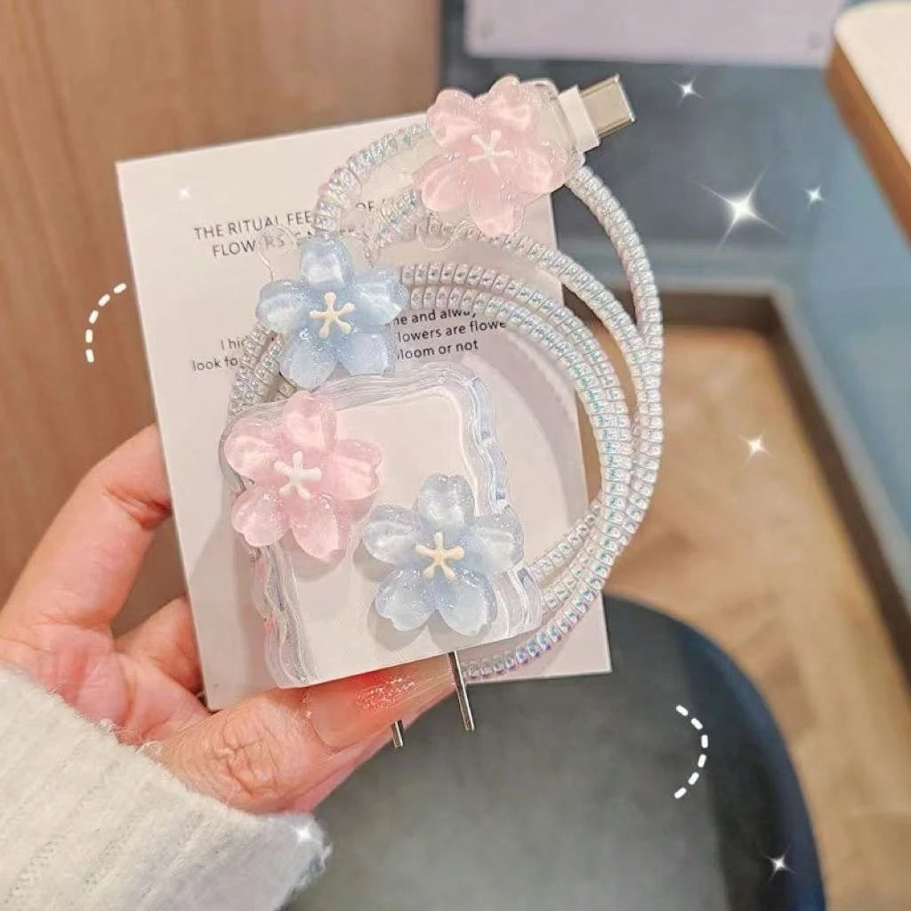 Minimalist Floral Charging Protector Case, Suitable For Apple 14/13/16/15 Series Fast Charging Adapter, 20W Charger Protector Case, Ideal Gift