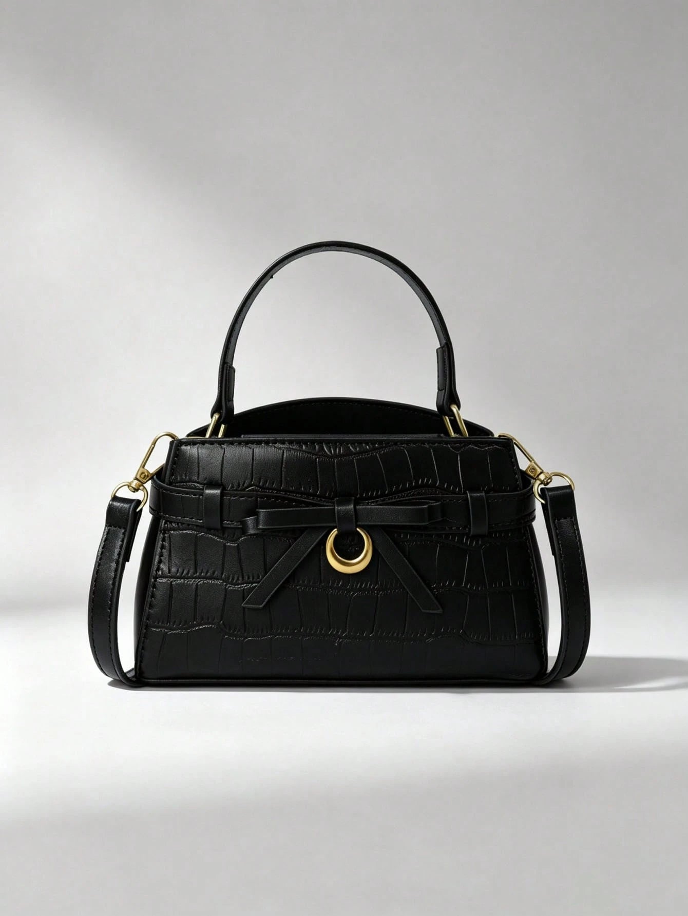 Minimalist Textured Embossed Mini Handbag With Gentle Bow Design And Metal Hardware, Versatile Crossbody Bag For Daily Outings, Suitable For Shopping, Wallet, Young Women, College Students, Newcomers