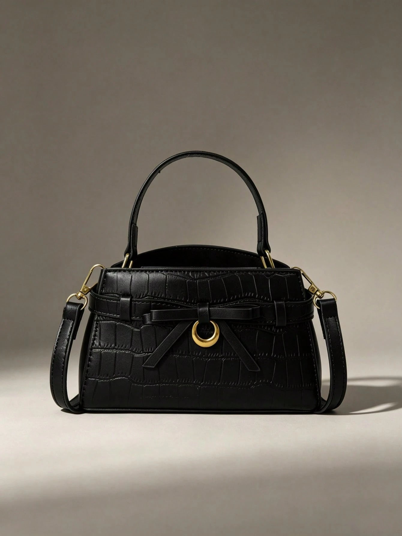 Minimalist Textured Embossed Mini Handbag With Gentle Bow Design And Metal Hardware, Versatile Crossbody Bag For Daily Outings, Suitable For Shopping, Wallet, Young Women, College Students, Newcomers