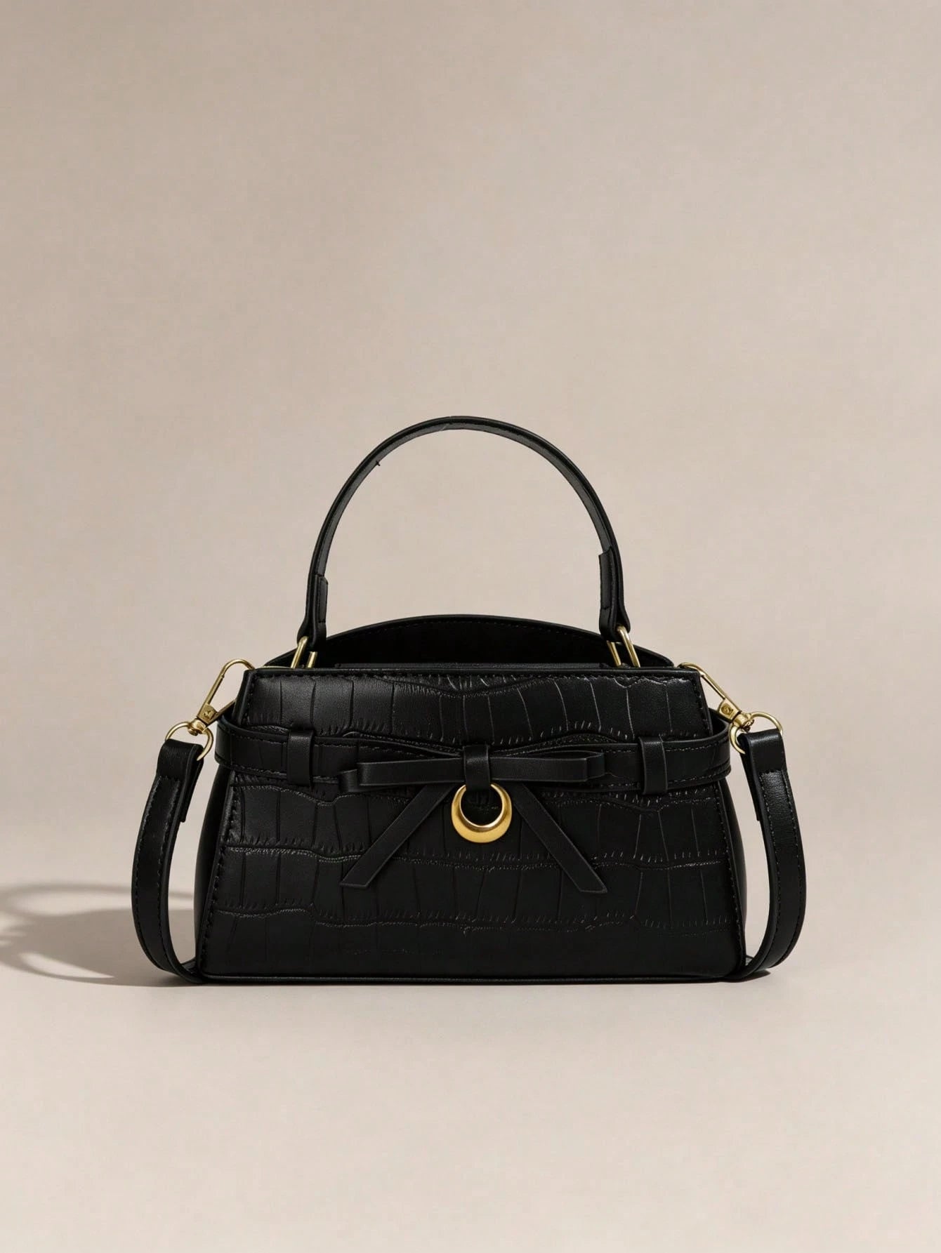 Minimalist Textured Embossed Mini Handbag With Gentle Bow Design And Metal Hardware, Versatile Crossbody Bag For Daily Outings, Suitable For Shopping, Wallet, Young Women, College Students, Newcomers