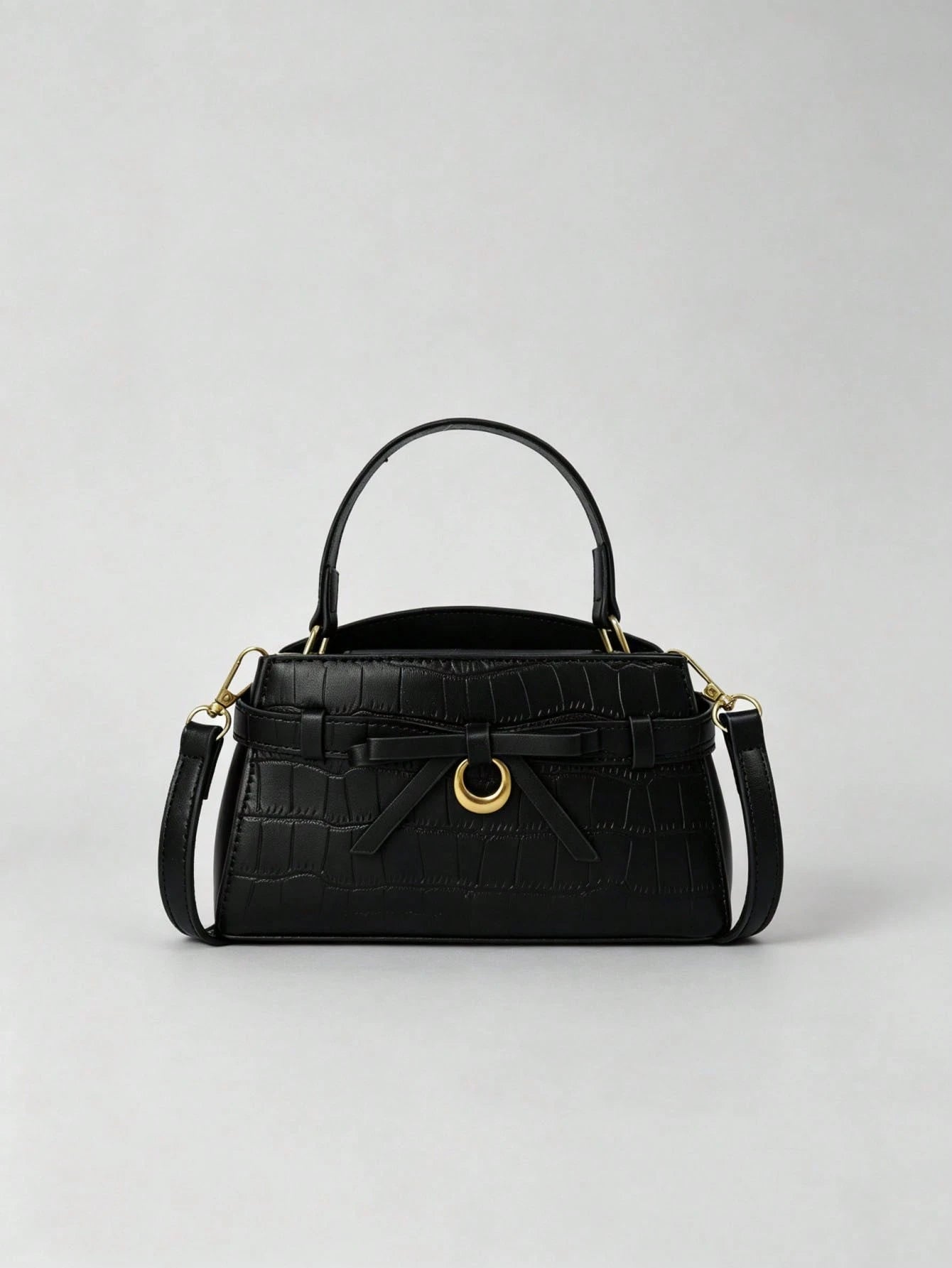 Minimalist Textured Embossed Mini Handbag With Gentle Bow Design And Metal Hardware, Versatile Crossbody Bag For Daily Outings, Suitable For Shopping, Wallet, Young Women, College Students, Newcomers