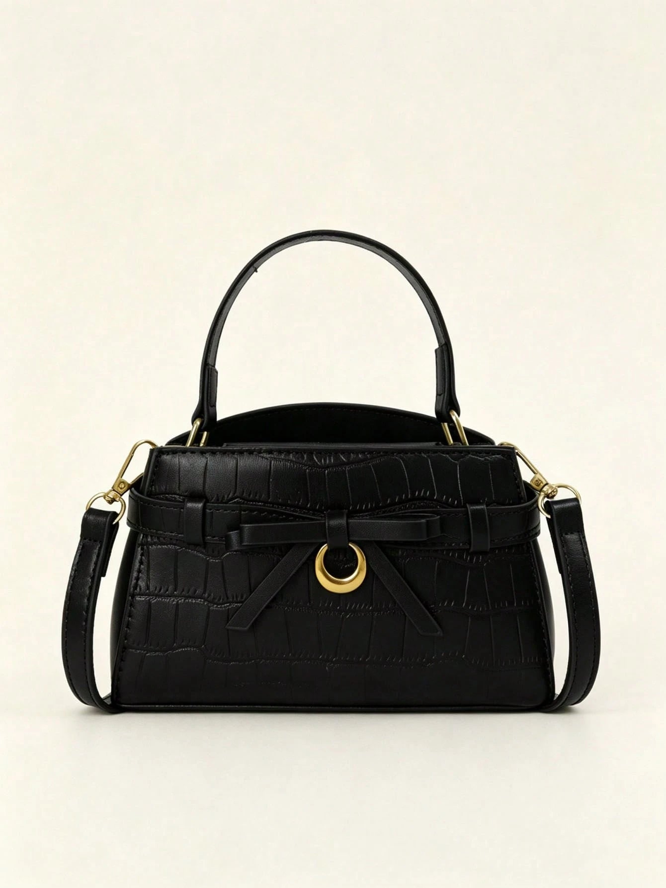 Minimalist Textured Embossed Mini Handbag With Gentle Bow Design And Metal Hardware, Versatile Crossbody Bag For Daily Outings, Suitable For Shopping, Wallet, Young Women, College Students, Newcomers