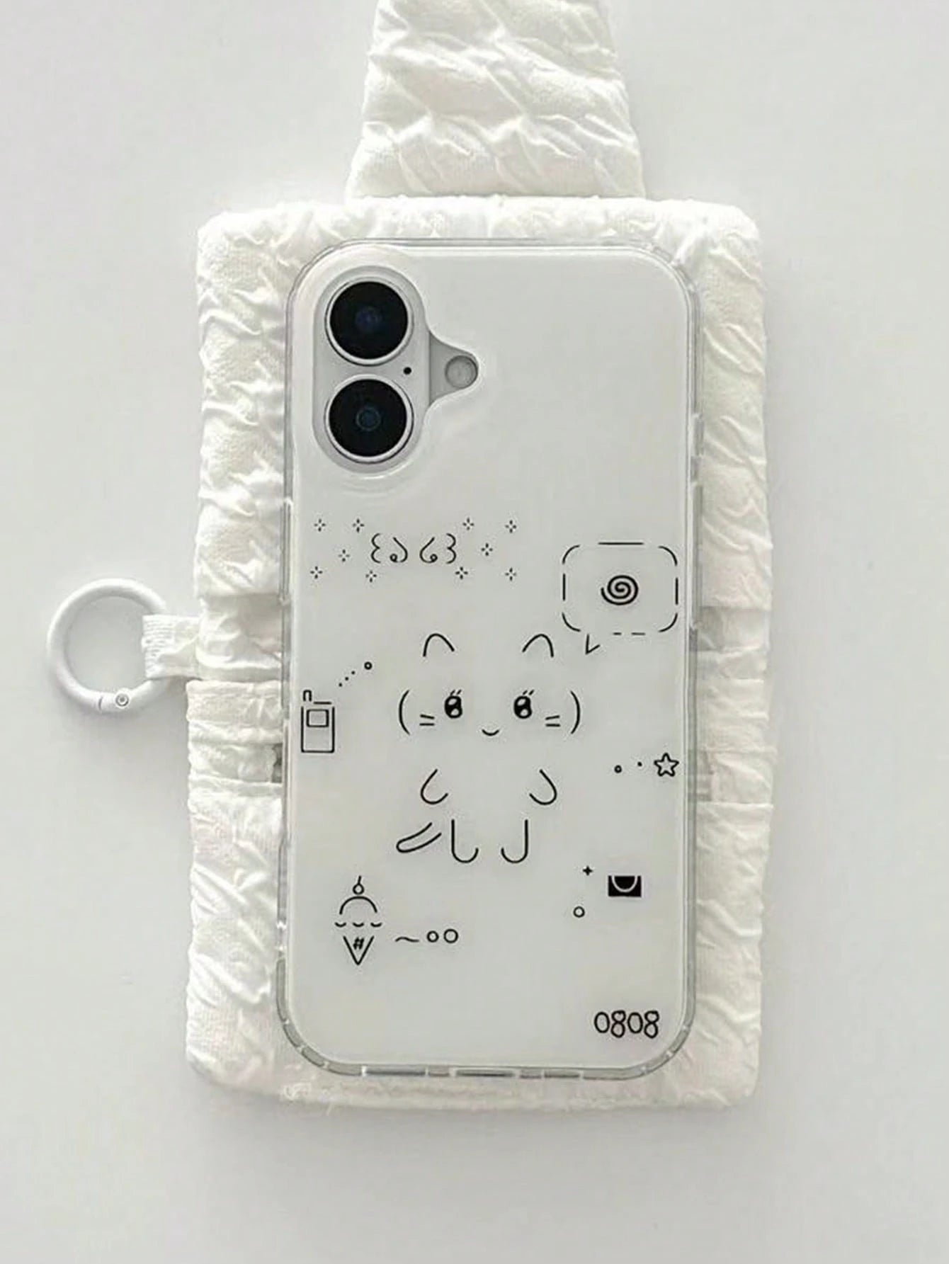 Minimalist White Black Cat Drawing Fashion Phone Case Compatible With IPhone 17 Pro Max/17 Pro/17 Air/17/16 Pro Max/16 Pro/ 15 Pro/15 New 14 Pro/13/12/11 Full Coverage Protective Case Spring Gift