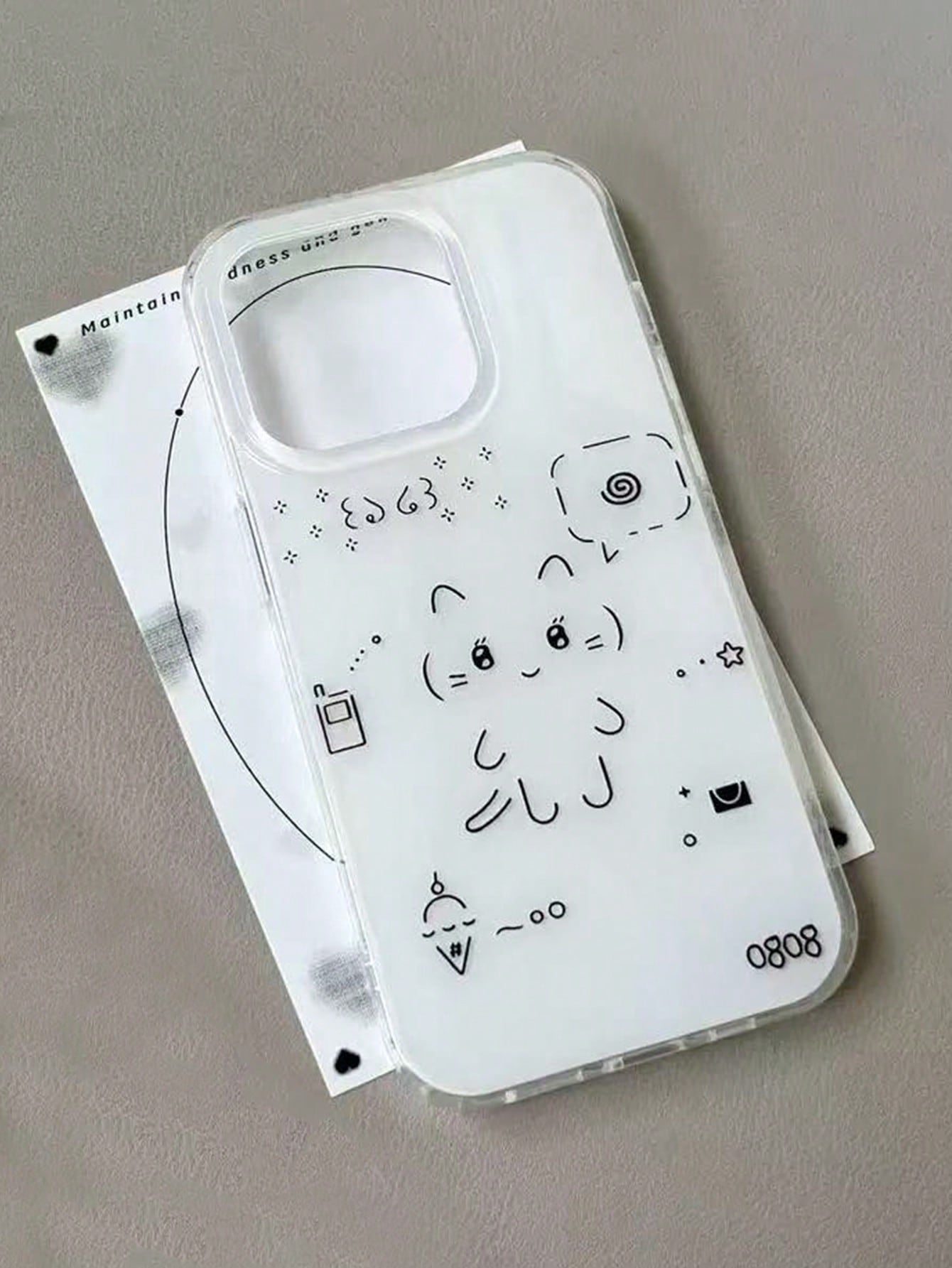 Minimalist White Black Cat Drawing Fashion Phone Case Compatible With IPhone 17 Pro Max/17 Pro/17 Air/17/16 Pro Max/16 Pro/ 15 Pro/15 New 14 Pro/13/12/11 Full Coverage Protective Case Spring Gift