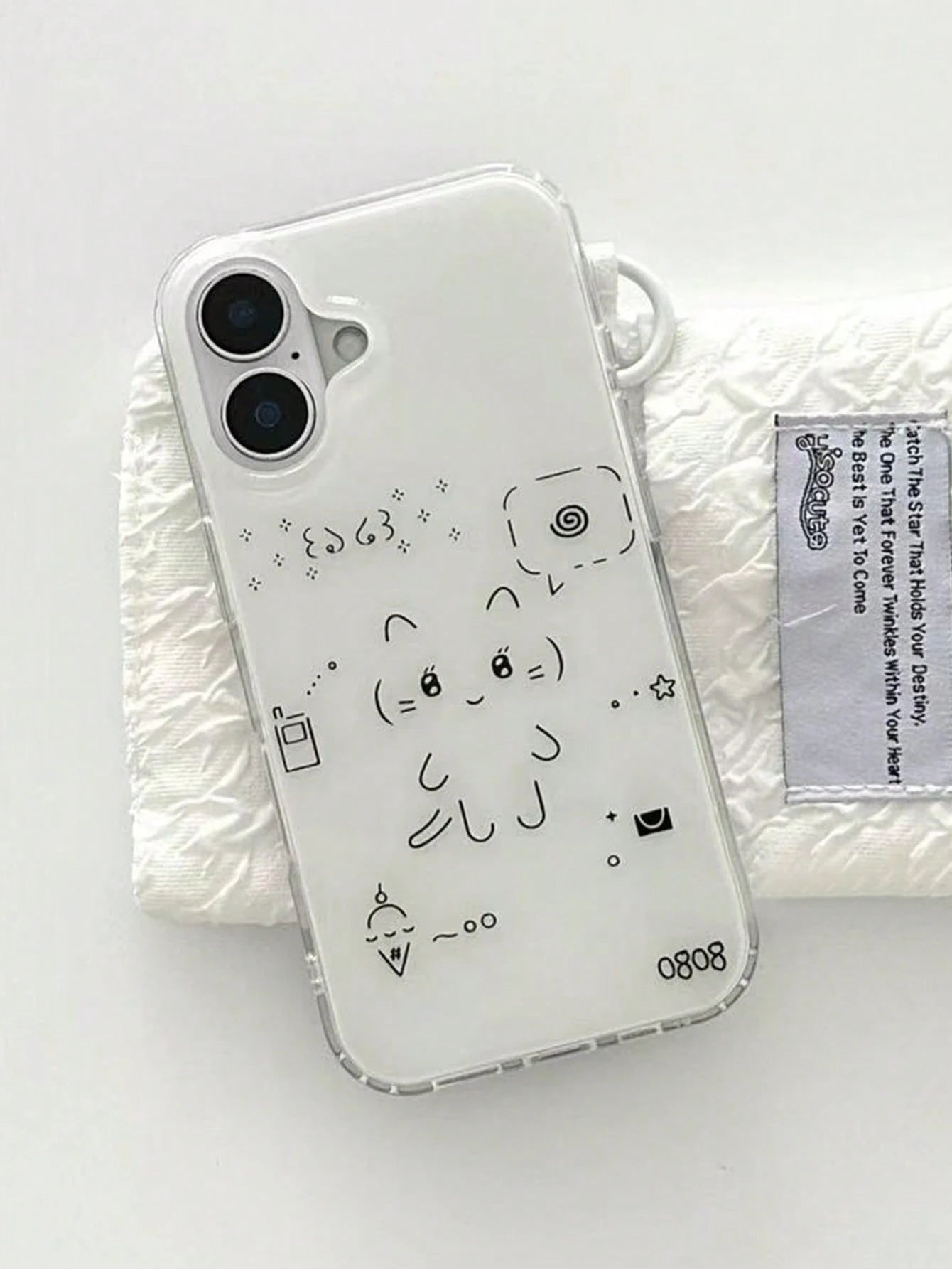 Minimalist White Black Cat Drawing Fashion Phone Case Compatible With IPhone 17 Pro Max/17 Pro/17 Air/17/16 Pro Max/16 Pro/ 15 Pro/15 New 14 Pro/13/12/11 Full Coverage Protective Case Spring Gift