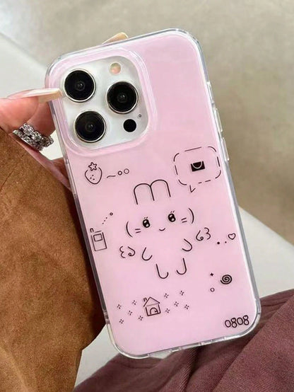 Minimalist White Black Cat Drawing Fashion Phone Case Compatible With IPhone 17 Pro Max/17 Pro/17 Air/17/16 Pro Max/16 Pro/ 15 Pro/15 New 14 Pro/13/12/11 Full Coverage Protective Case Spring Gift
