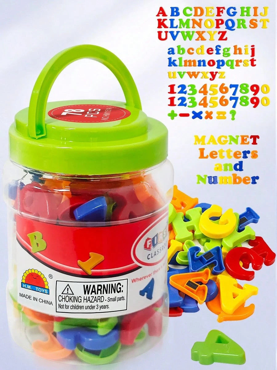 MINKOJA Set Of 78 Magnetic Letters And Numbers, Including The Alphabet And Digits, Designed For Educational Purposes. Ideal For Preschoolers To Learn Spelling, Counting, And Math Symbols, Featuring Bo