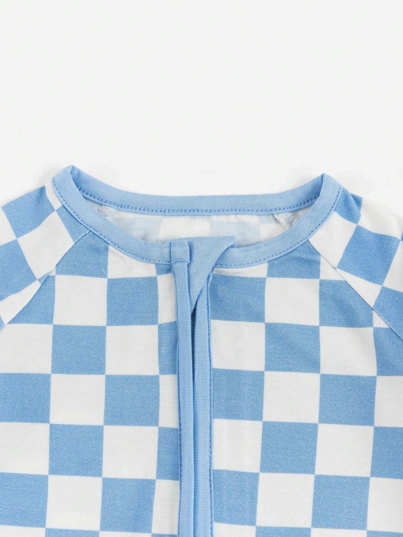 MIOZING Baby Boy Romper Long Sleeve, Checkerboard Plaid Print Bamboo Zipper Jumpsuit, Soft Breathable Blue White Outfit For Toddler