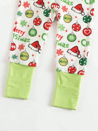 MIOZING Christmas Printed Romper, Long Sleeve Infant Jumpsuit, Tree & Balloon Pattern Holiday Outfit, Breathable Bamboo Fiber Fabric For Baby Boys