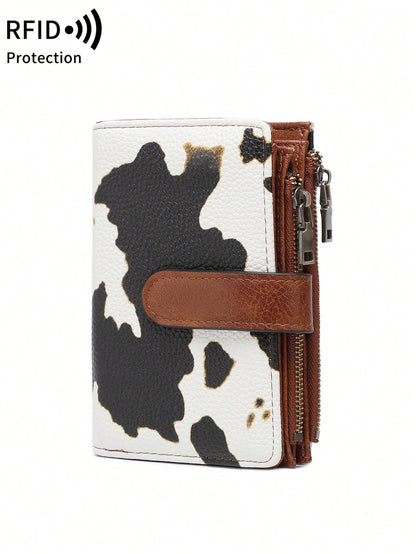 MIYIN Fashionable Retro Women's Short Wallet, Multifunctional Large Capacity Tri-Fold Credit Card Holder, RFID Blocking Wallet For Daily Use, Can Hold Credit Cards/ID/Coins/Cash/Receipts/Photos, Women