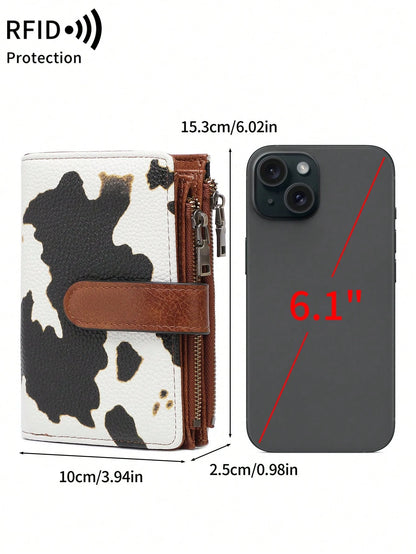 MIYIN Fashionable Retro Women's Short Wallet, Multifunctional Large Capacity Tri-Fold Credit Card Holder, RFID Blocking Wallet For Daily Use, Can Hold Credit Cards/ID/Coins/Cash/Receipts/Photos, Women