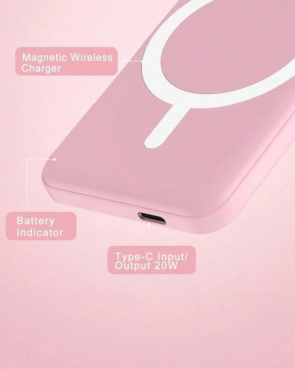 Mobile Portable Power Bank, 5000mAh Magnetic Wireless Charger For IPhone 17/16/15/14/13 Series, 22.5W Fast Charging Portable Charger With Type-C Input, MagSafe Compatible Battery Pack, Wireless Charge