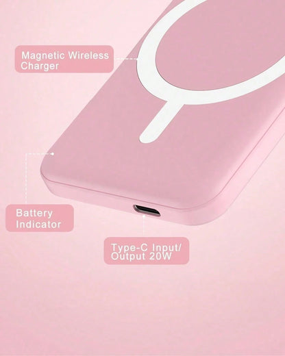 Mobile Portable Power Bank, 5000mAh Magnetic Wireless Charger For IPhone 17/16/15/14/13 Series, 22.5W Fast Charging Portable Charger With Type-C Input, MagSafe Compatible Battery Pack, Wireless Charge