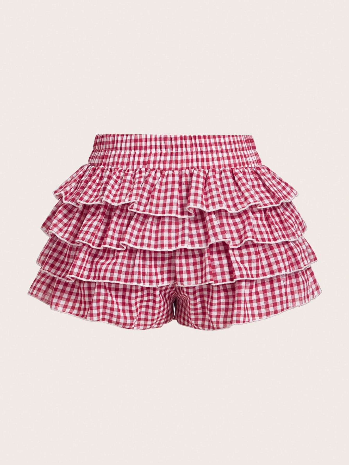 MOD Casual Low-Waist Plaid Bodycon Ruffled Women's Ultra-Short Shorts Back To School Clothes Women Blue And White Boxer Shorts Simple Daily