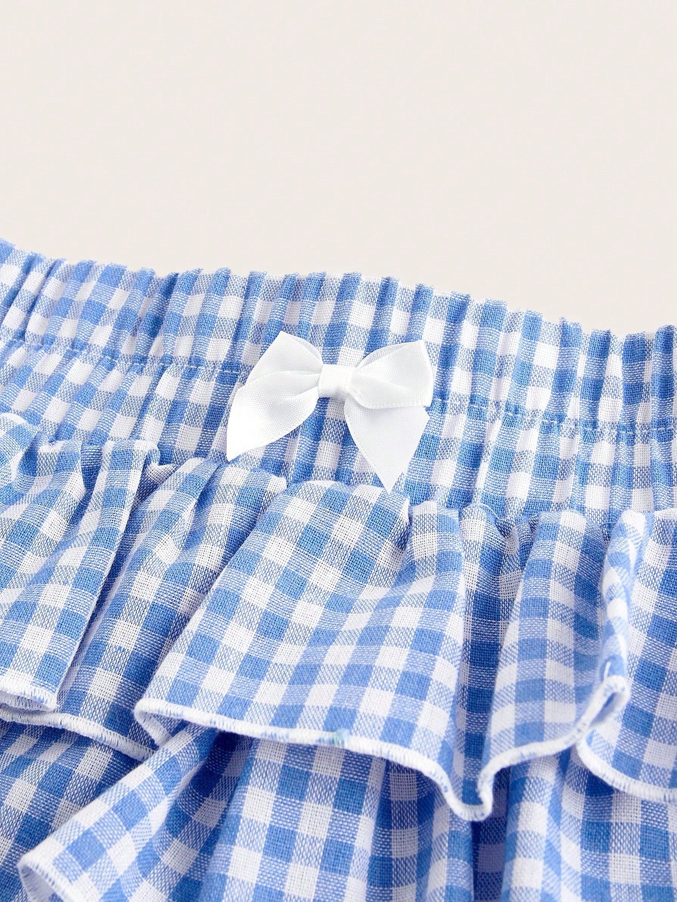 MOD Casual Low-Waist Plaid Bodycon Ruffled Women's Ultra-Short Shorts Back To School Clothes Women Blue And White Boxer Shorts Simple Daily