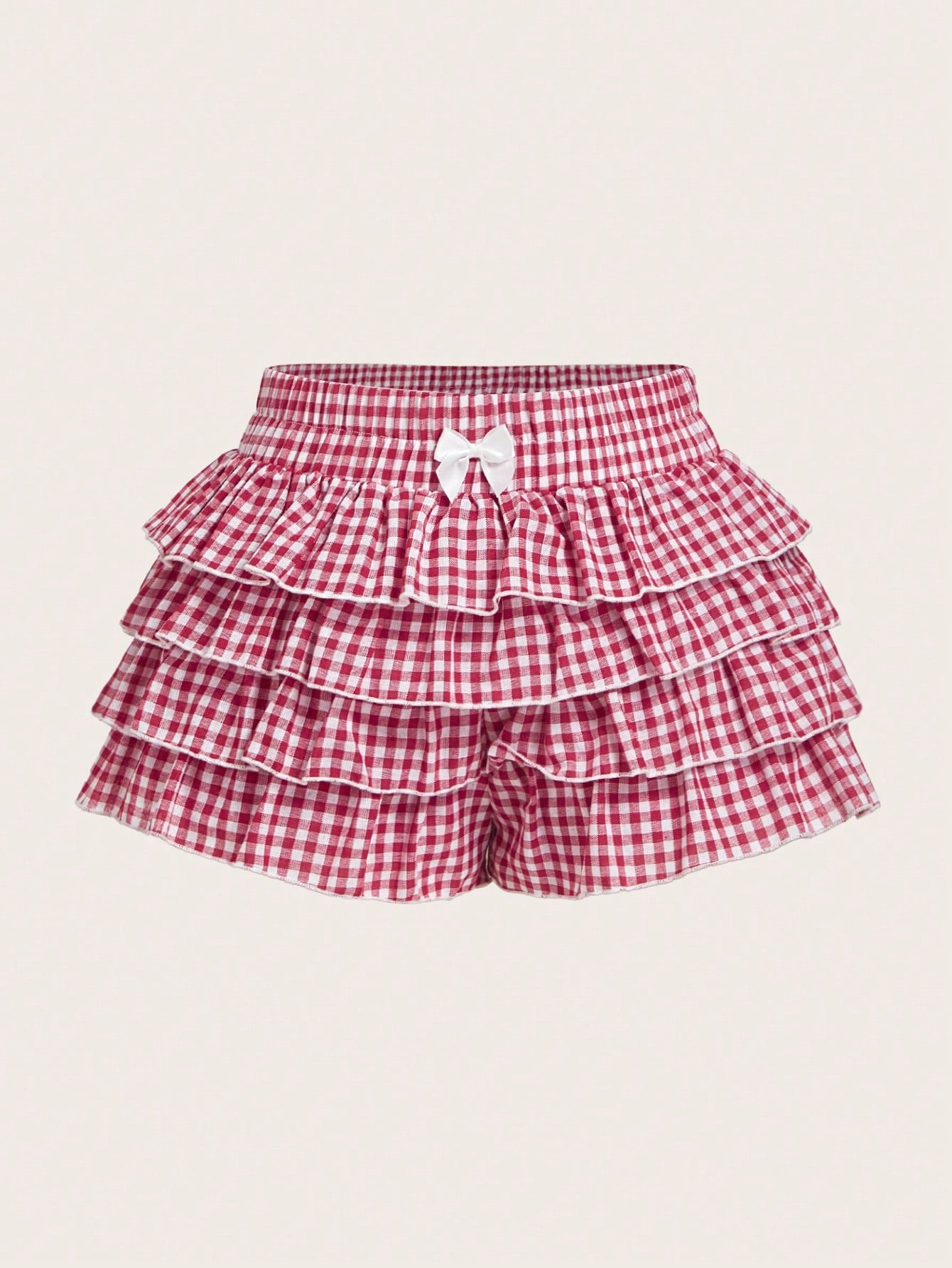 MOD Casual Low-Waist Plaid Bodycon Ruffled Women's Ultra-Short Shorts Back To School Clothes Women Blue And White Boxer Shorts Simple Daily