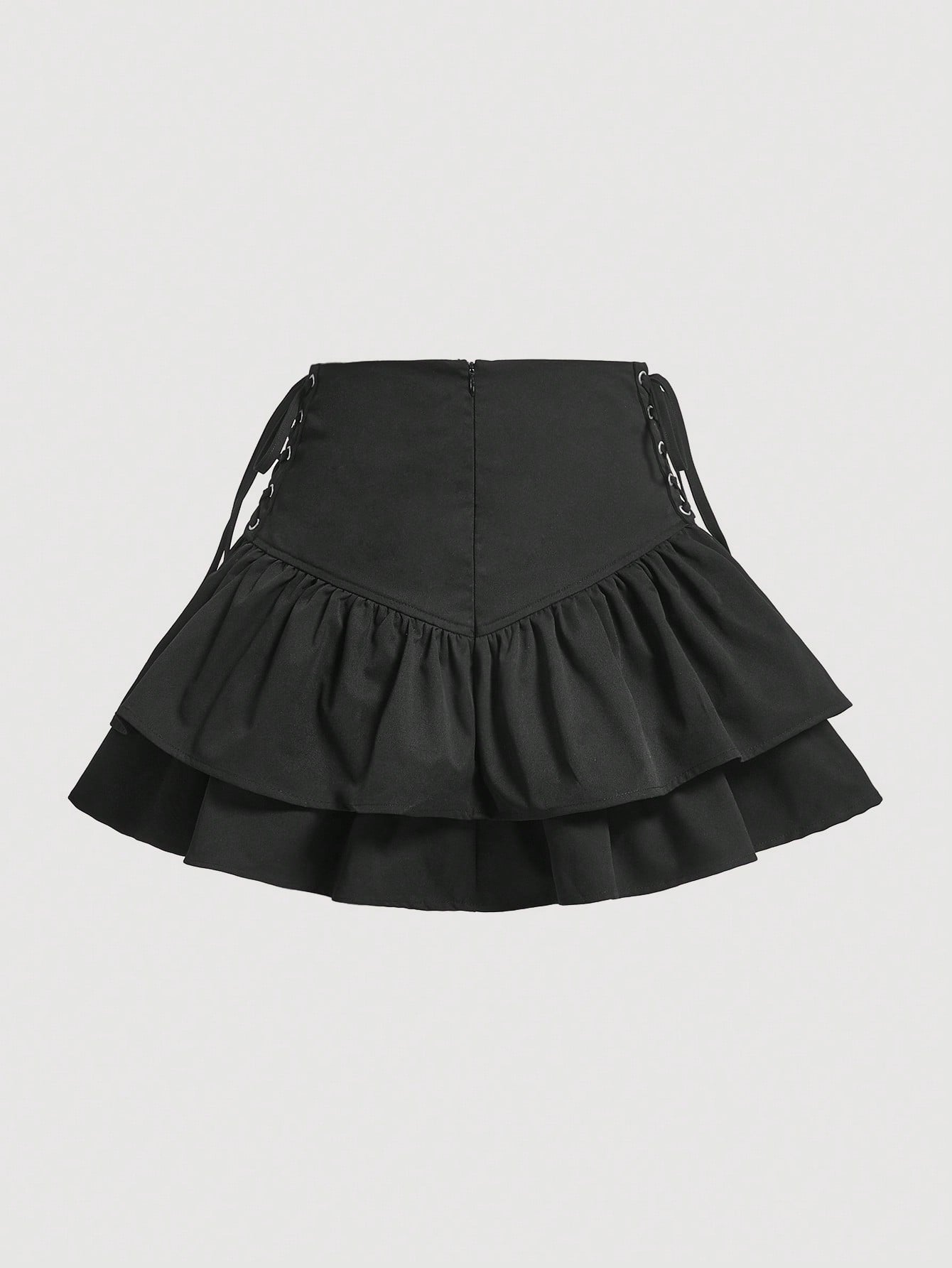 MOD Lace Up Side Ruffle Hem Skirt