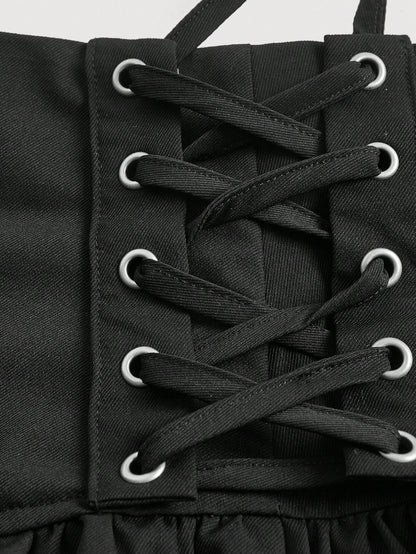 MOD Lace Up Side Ruffle Hem Skirt